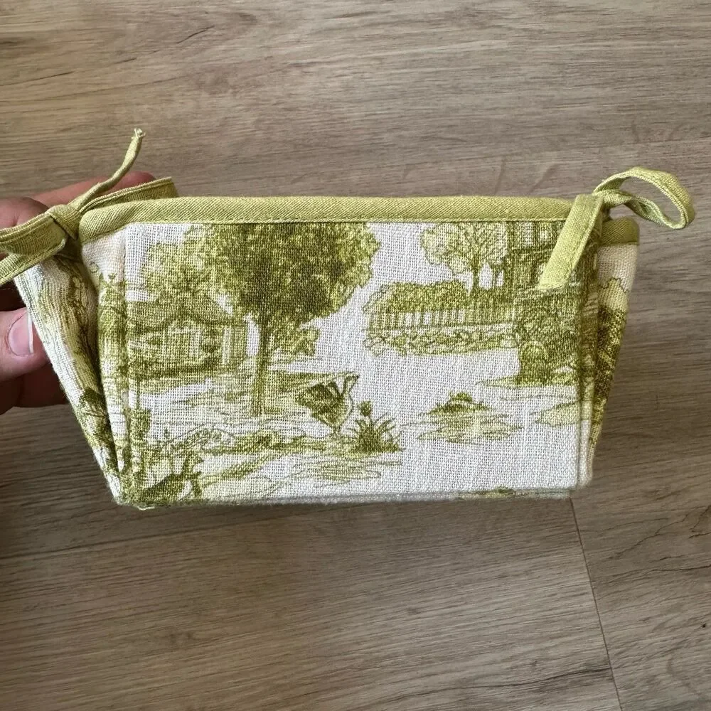 Mackenzie-Childs Tulip Check & Toile Reversible Fabric Serving Basket - Small